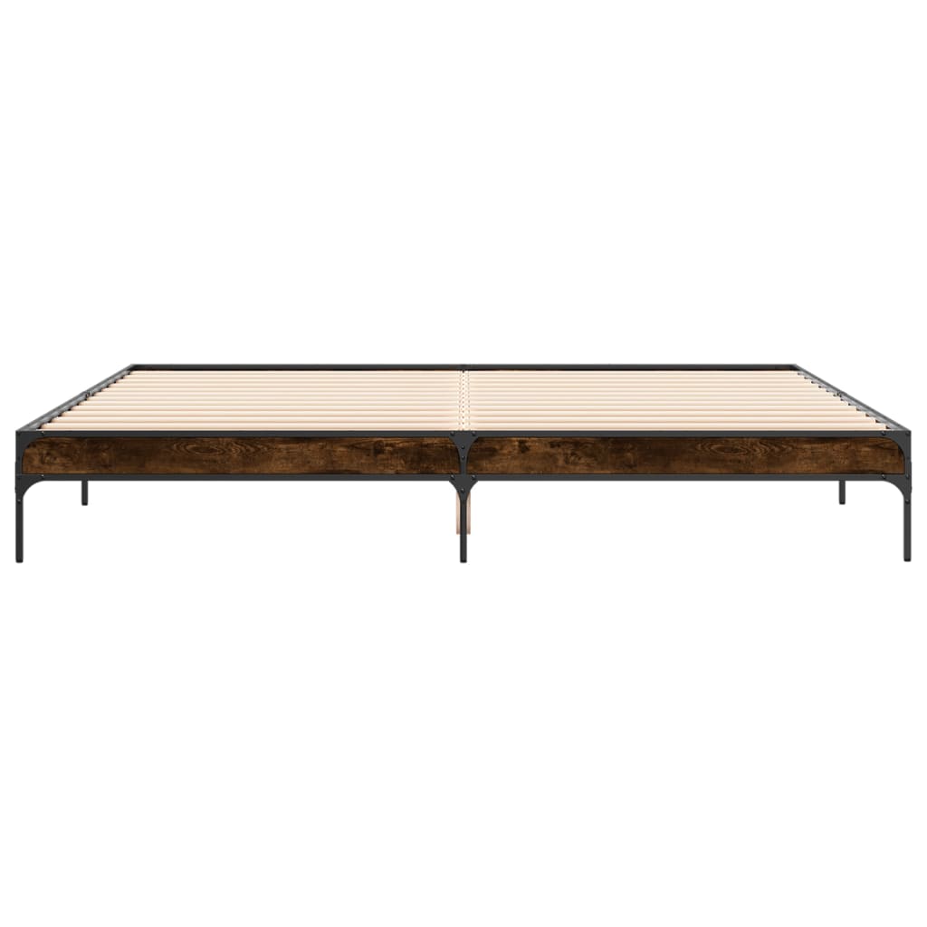 Bed frame smoked oak 180x200 cm wood material and metal
