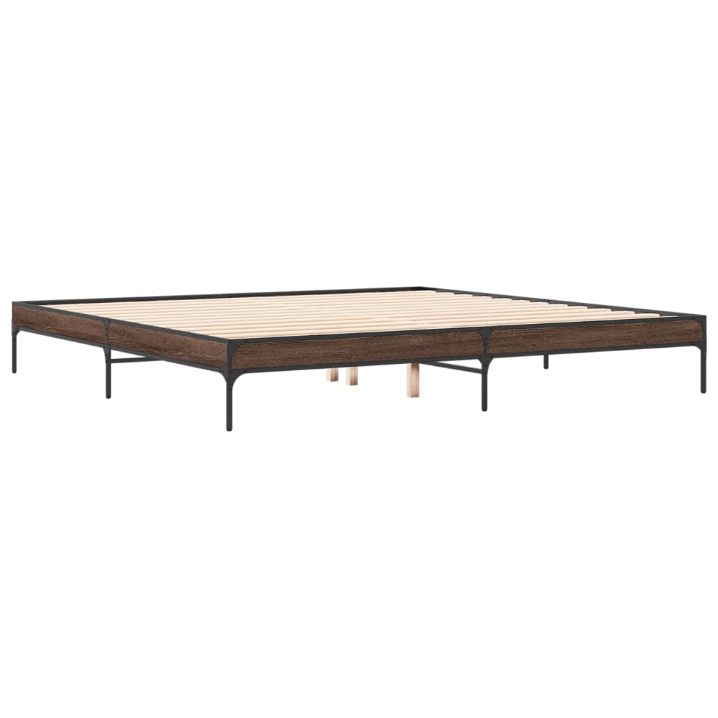 Bettgestell Braun Eichen-Optik 180x200 cm Holzwerkstoff Metall