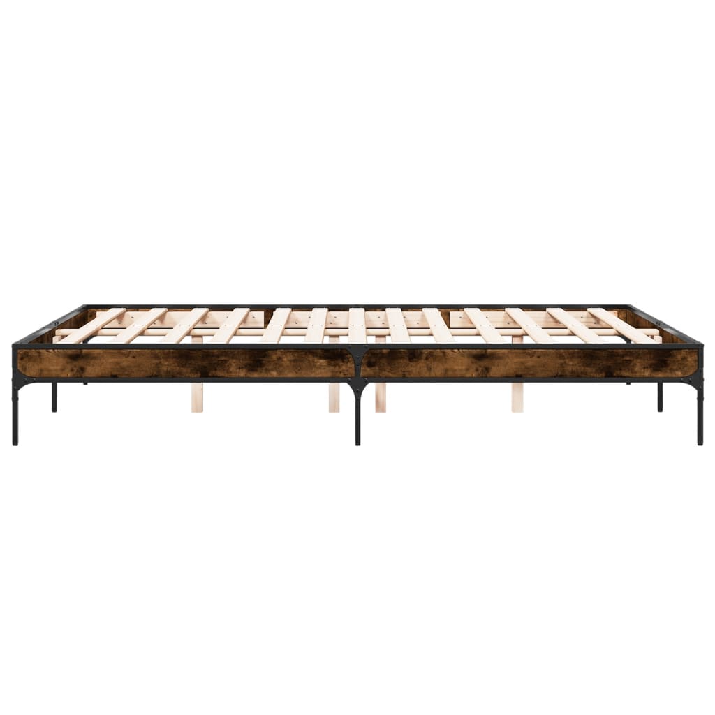 Bed frame smoked oak 150x200 cm wood material and metal
