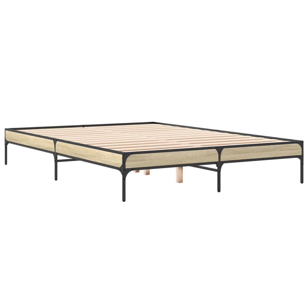 Bed frame Sonoma oak 140x200 cm wood material and metal
