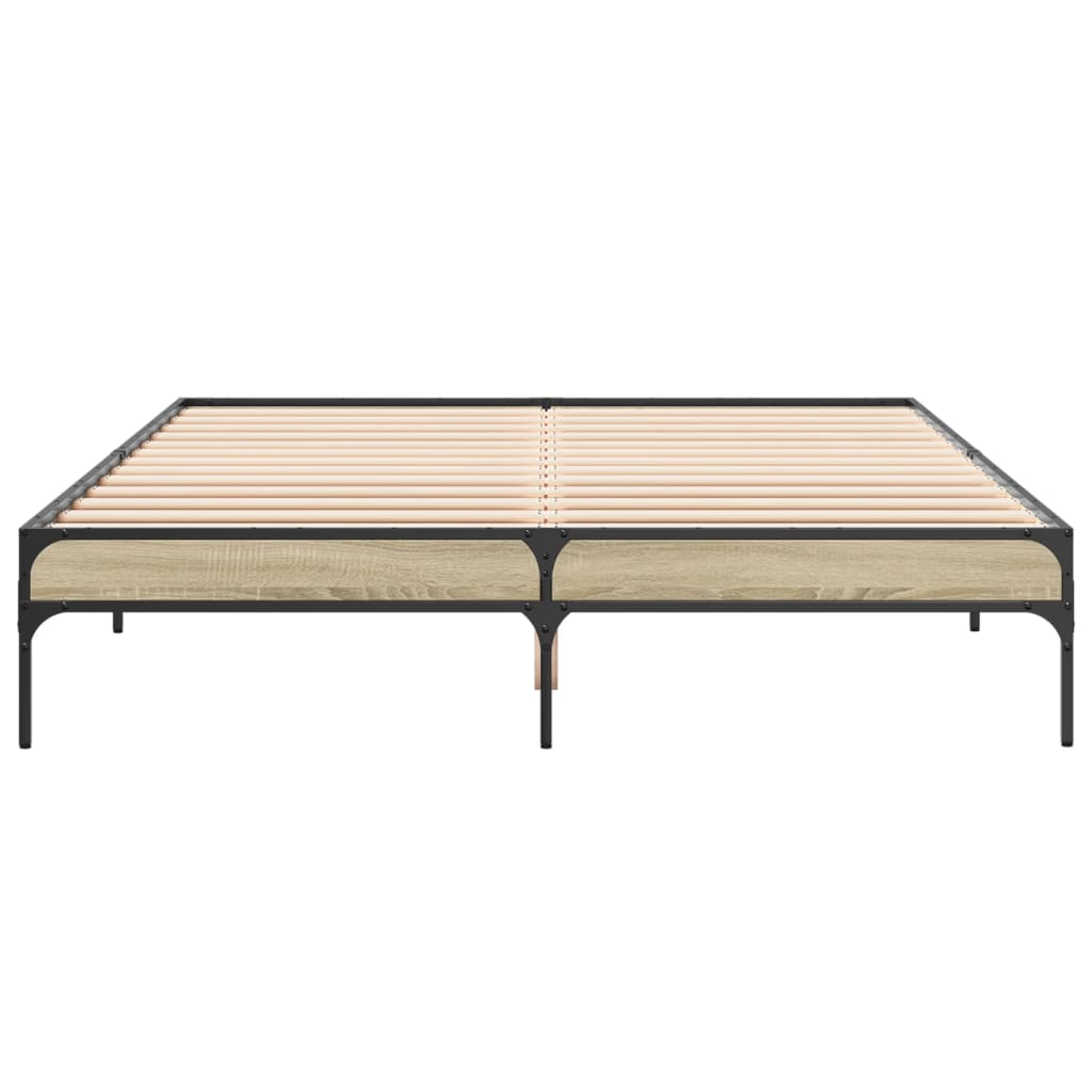 Bed frame Sonoma oak 140x200 cm wood material and metal
