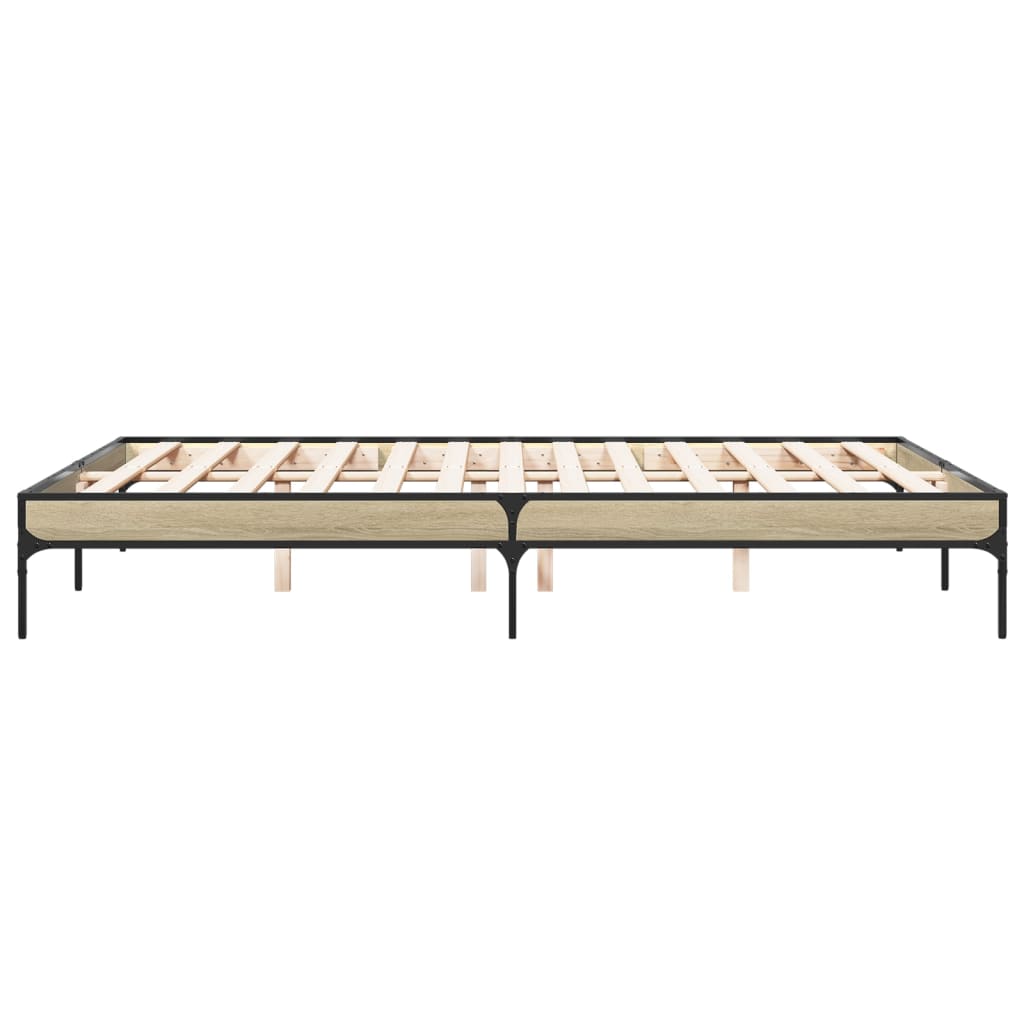 Bed frame Sonoma oak 140x200 cm wood material and metal