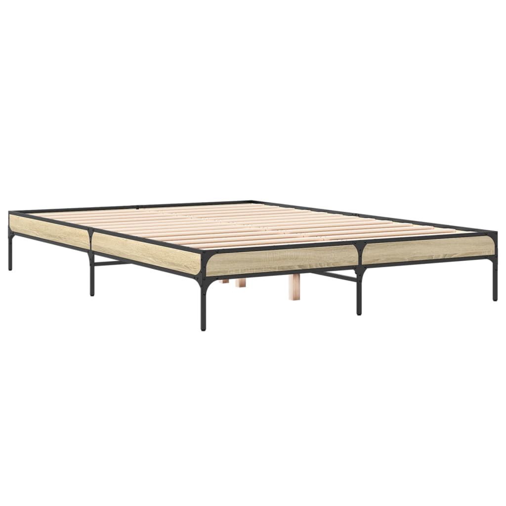 Bed frame Sonoma oak 140x200 cm wood material and metal