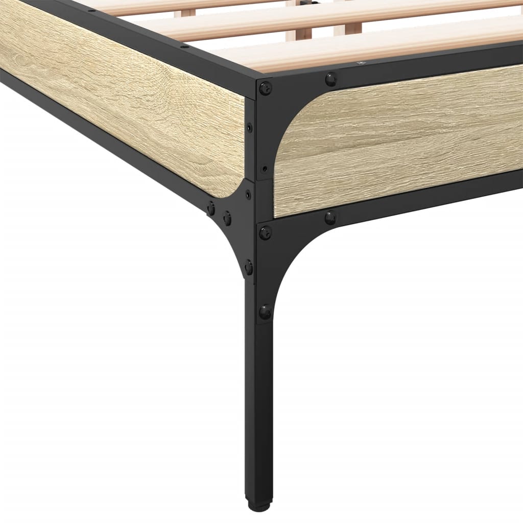 Bed frame Sonoma oak 140x200 cm wood material and metal