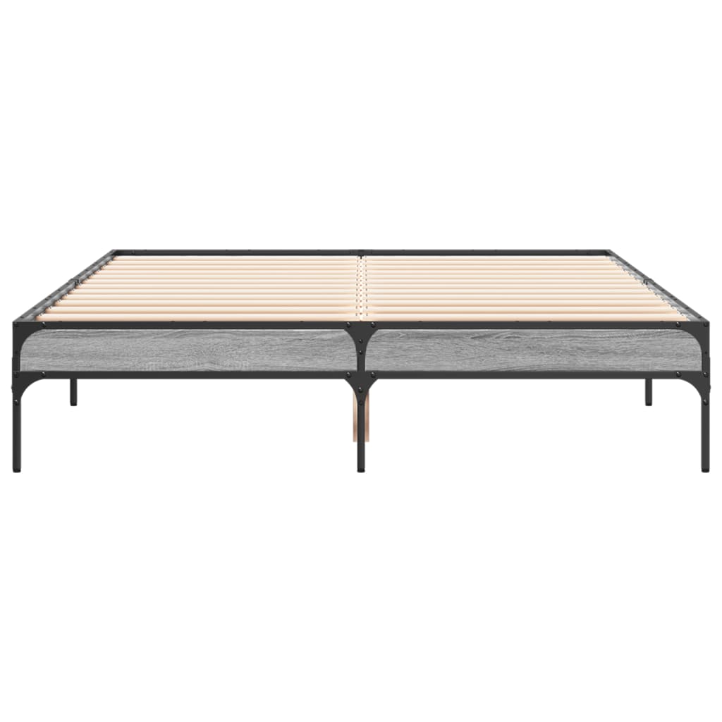 Bed frame Grey Sonoma 120x200 cm wood material and metal