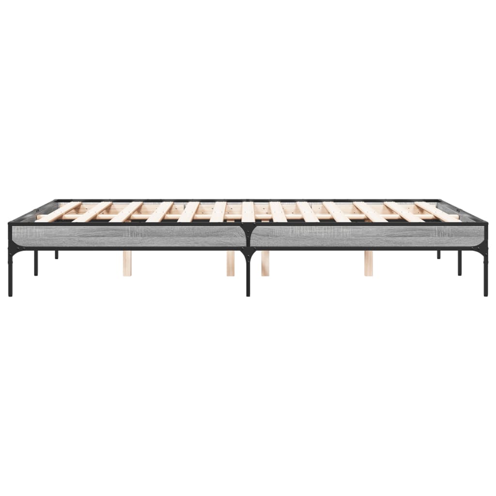 Bed frame Grey Sonoma 120x200 cm wood material and metal