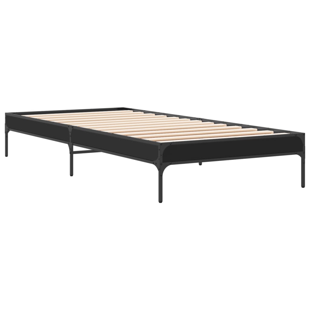 Bed frame black 90x200 cm wood material and metal