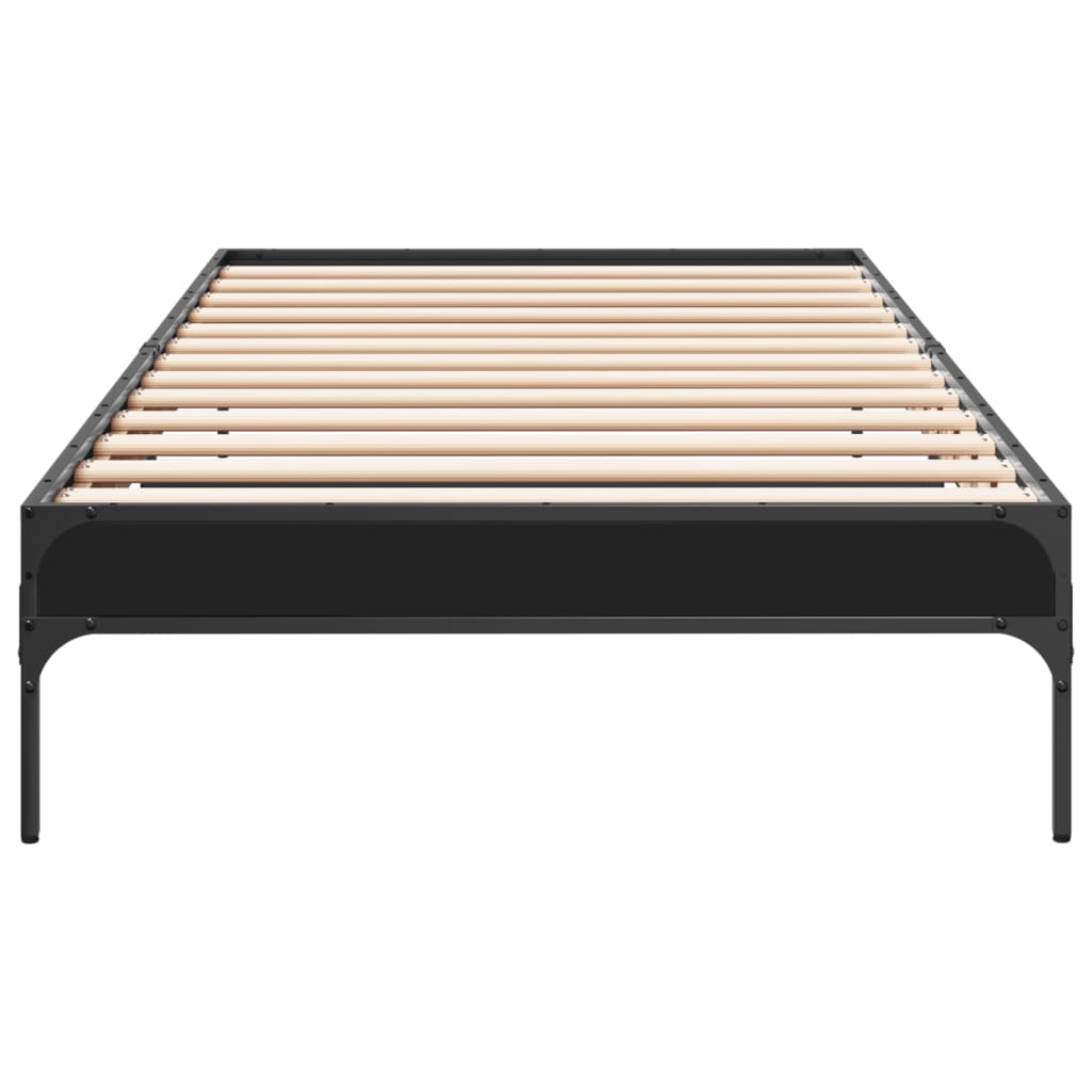 Bed frame black 90x200 cm wood material and metal
