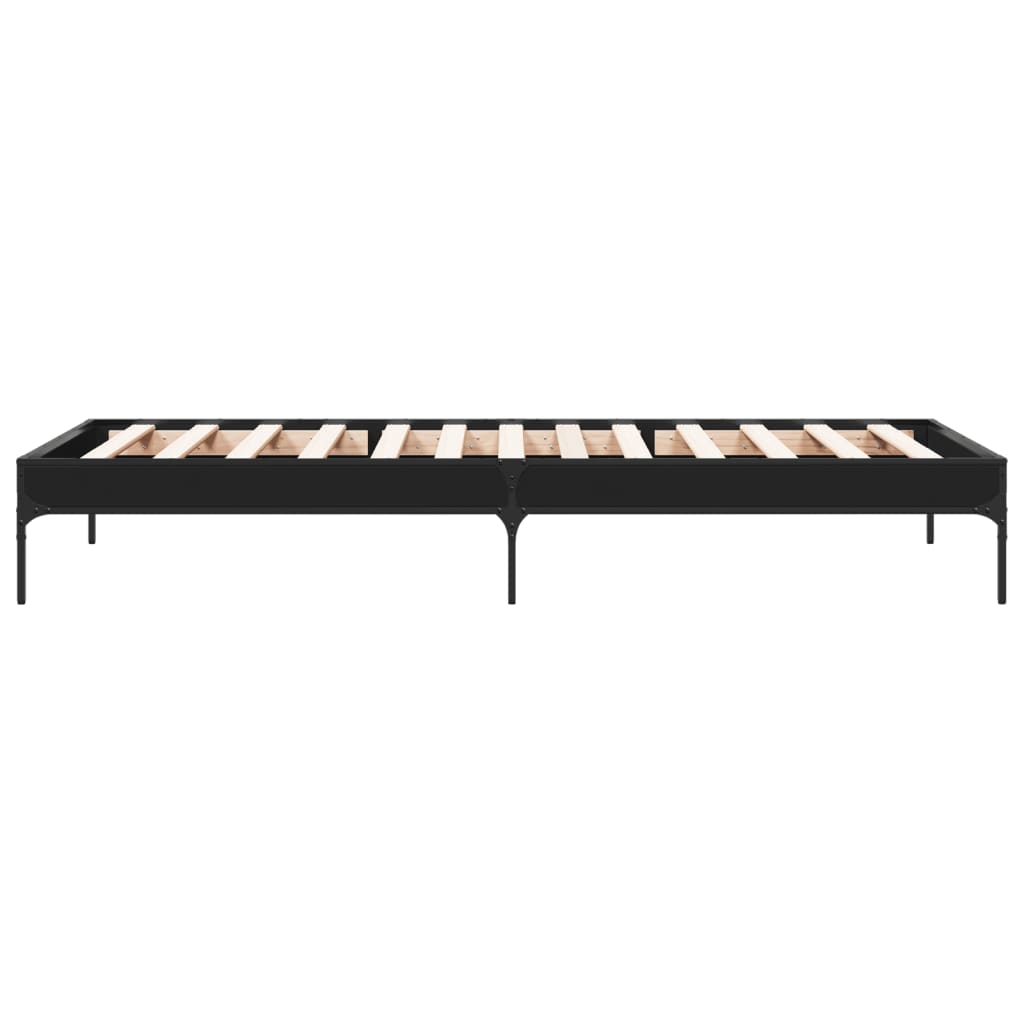 Bed frame black 90x200 cm wood material and metal