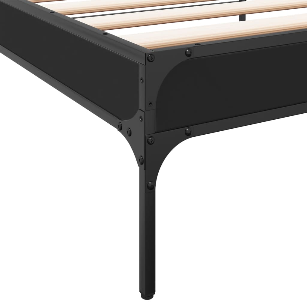 Bed frame black 90x200 cm wood material and metal