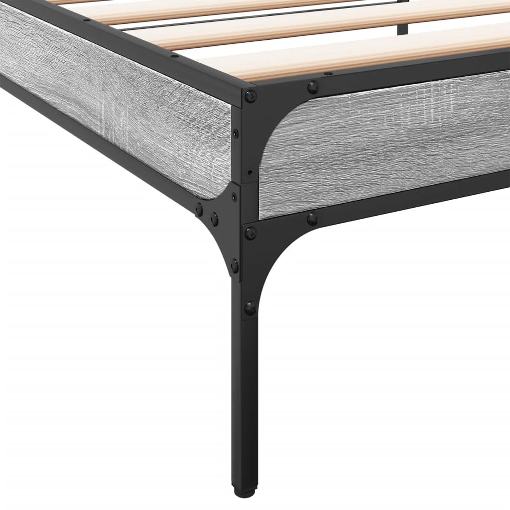 Bed frame Grey Sonoma 90x200 cm wood material and metal
