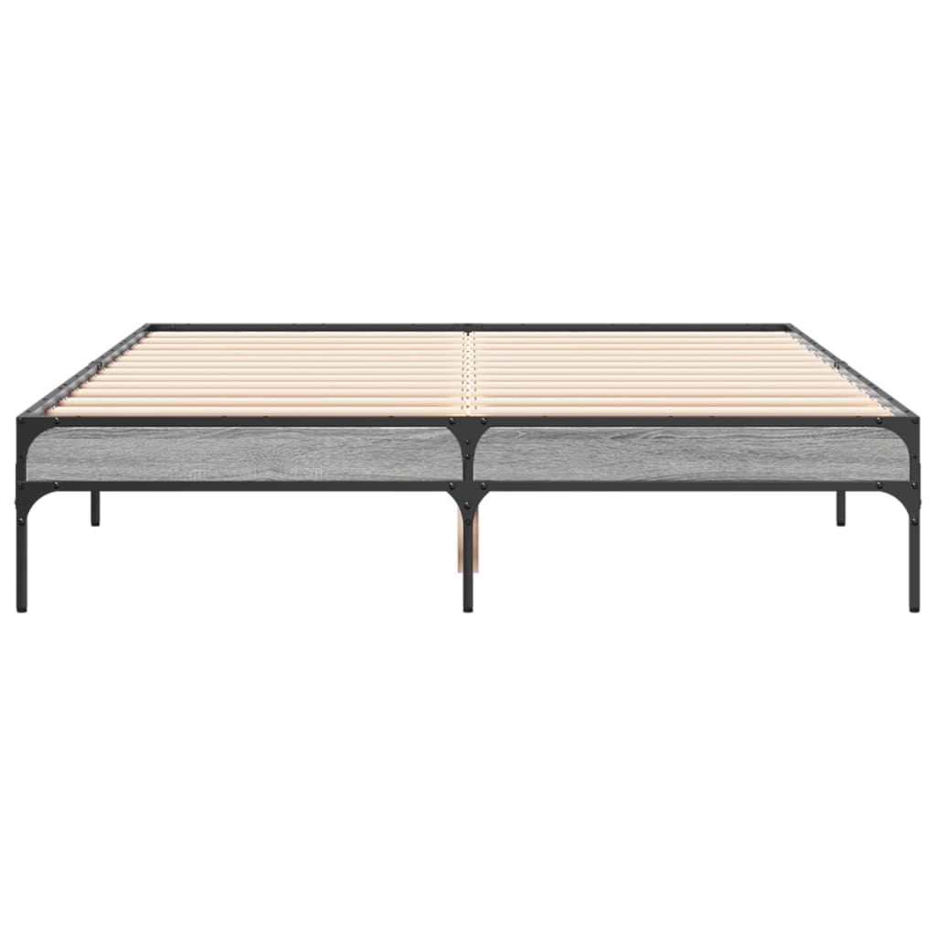 Bed frame Grey Sonoma 140x190 cm wood material and metal