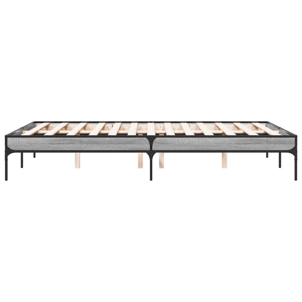 Bed frame Grey Sonoma 135x190 cm wood material and metal