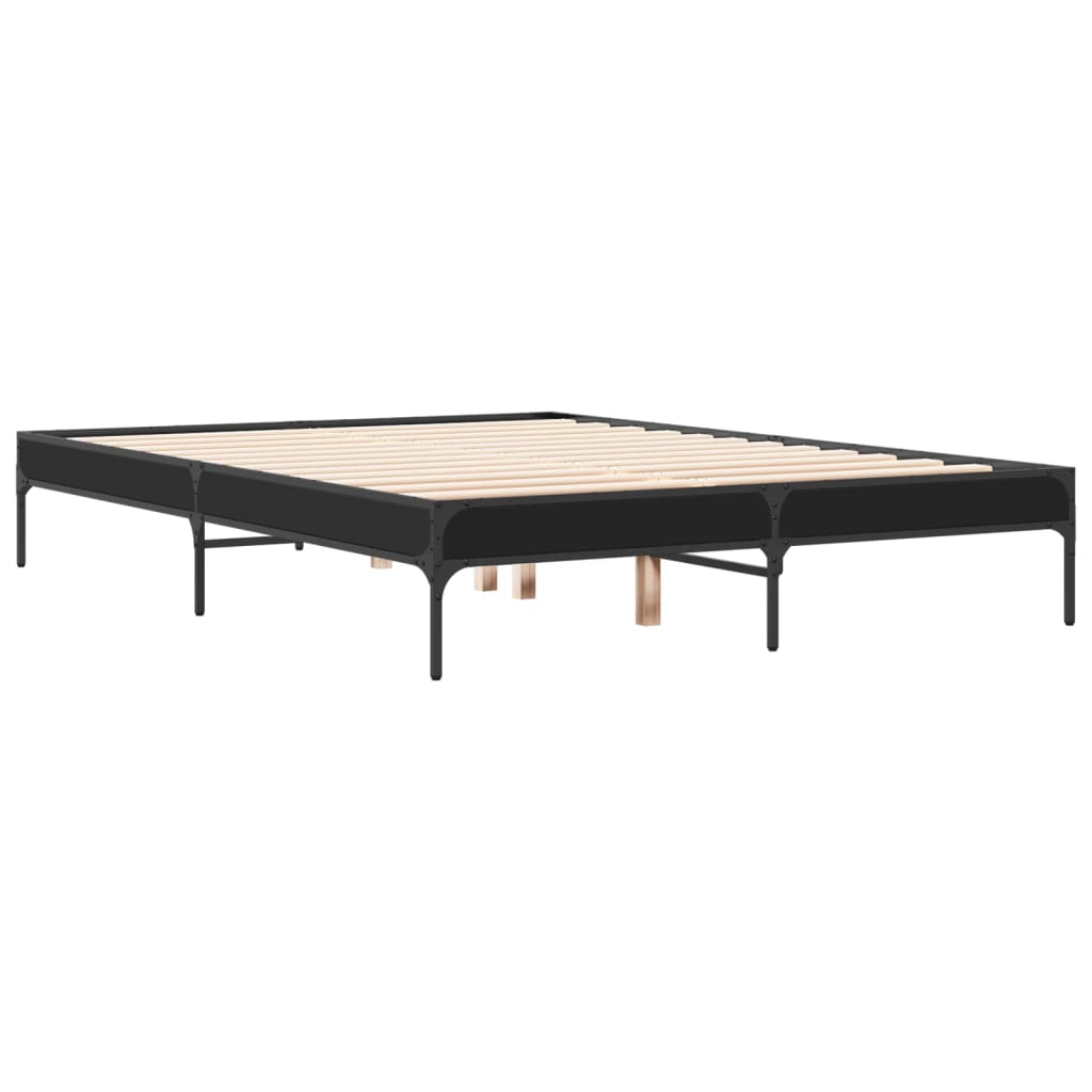 Bed frame black 120x190 cm wood material and metal