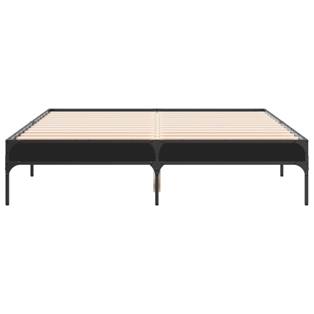 Bed frame black 120x190 cm wood material and metal