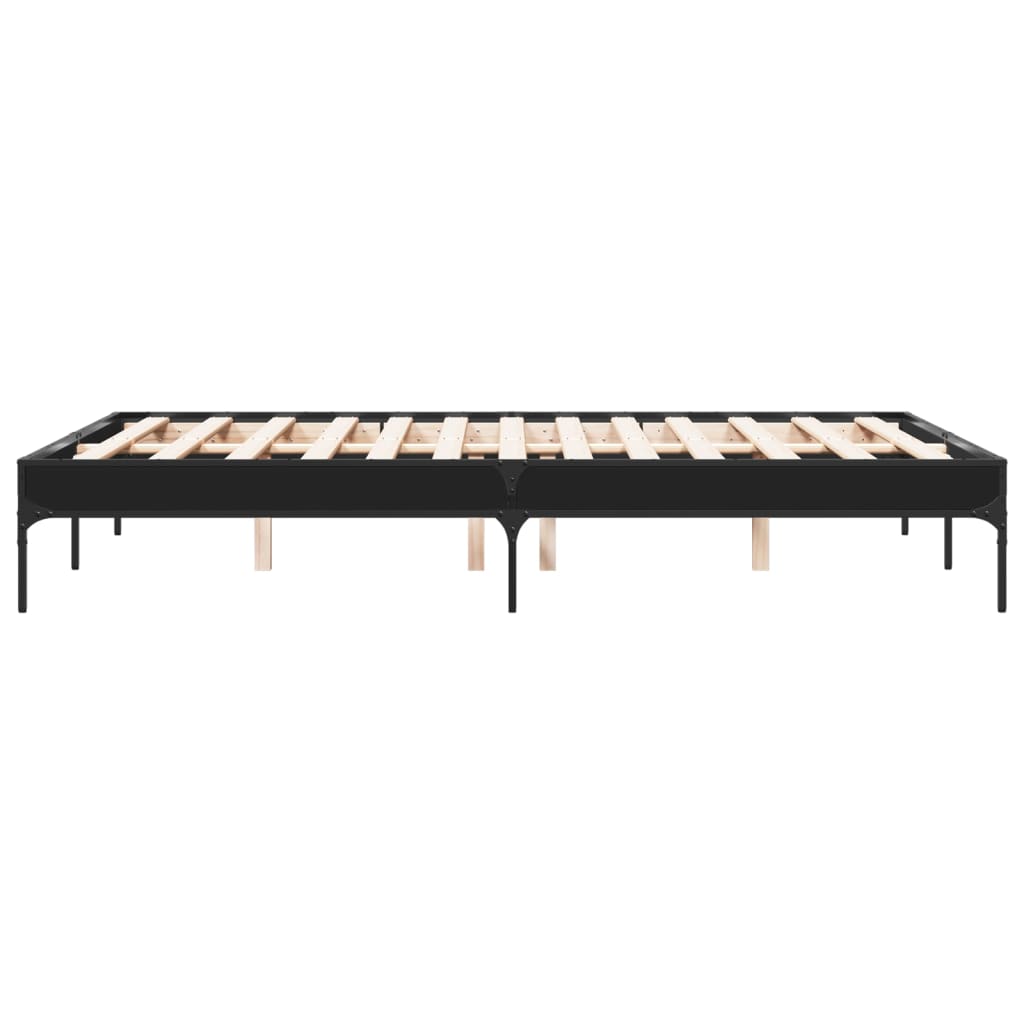Bed frame black 120x190 cm wood material and metal