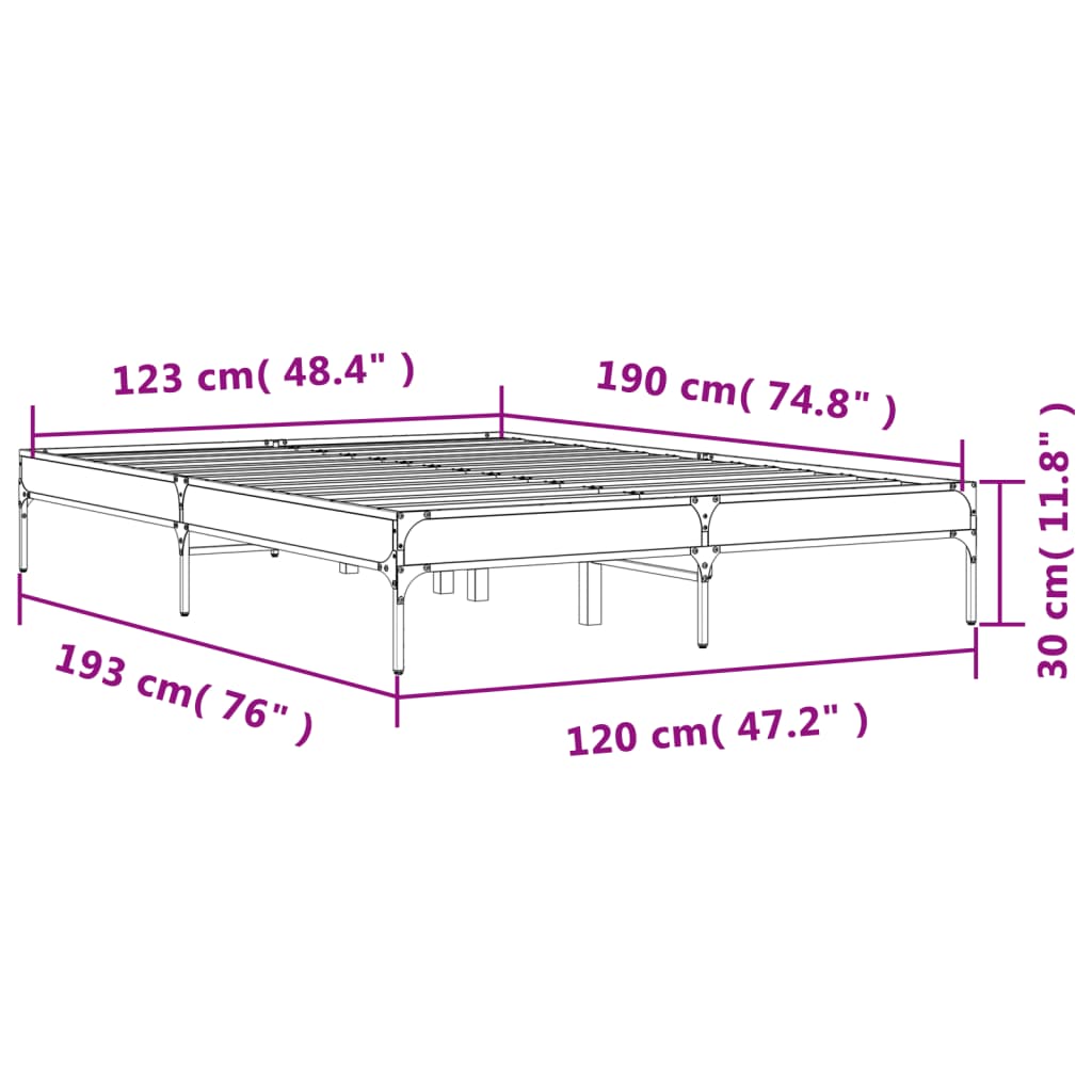 Bed frame black 120x190 cm wood material and metal