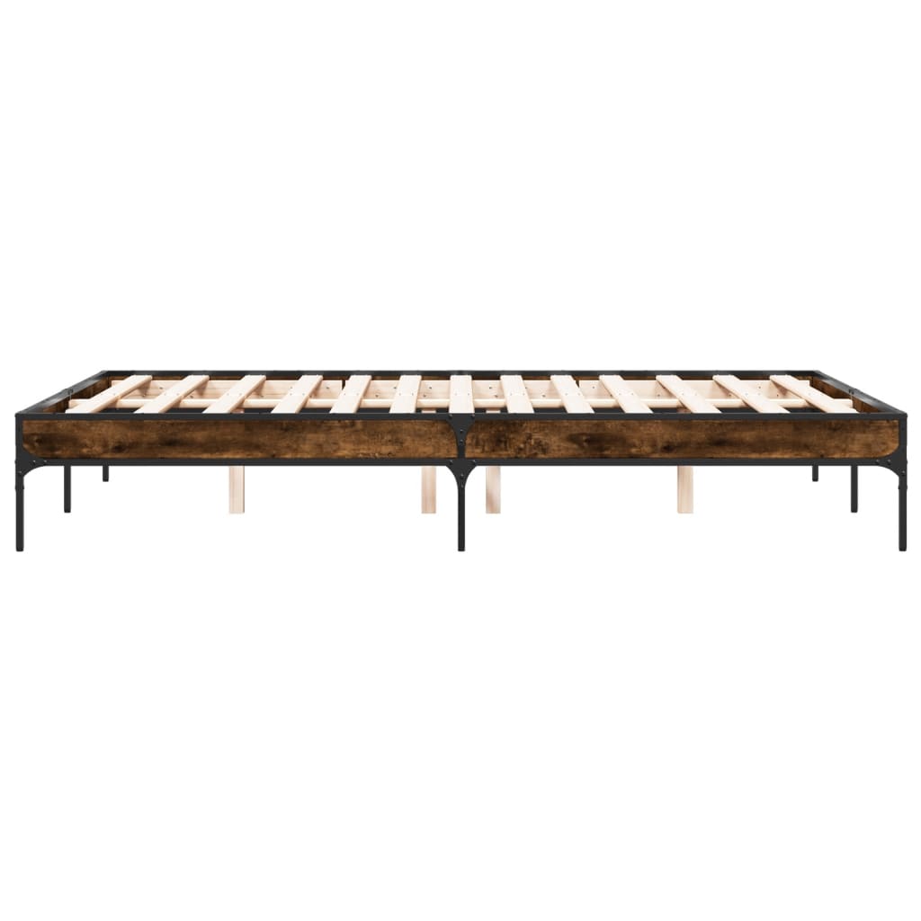 Bed frame smoked oak 120x190 cm wood material and metal