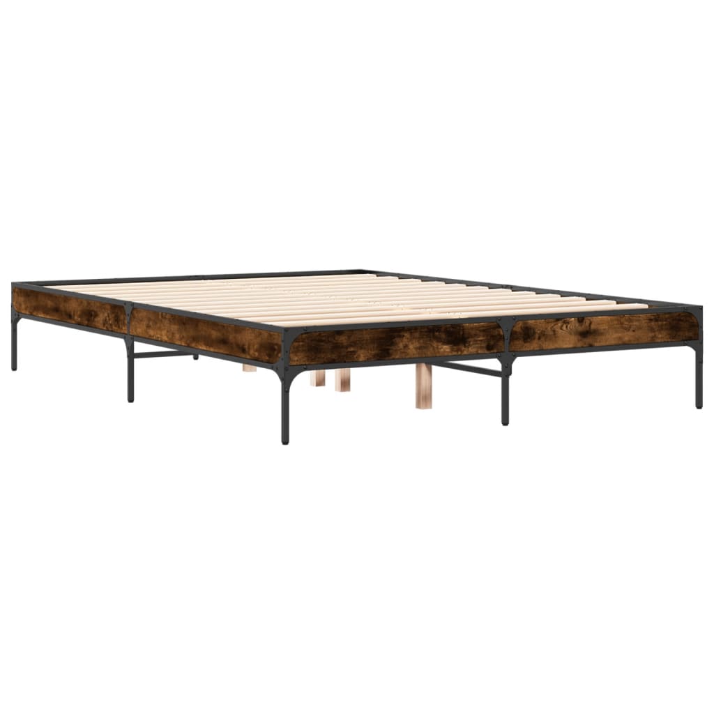 Bed frame smoked oak 120x190 cm wood material and metal