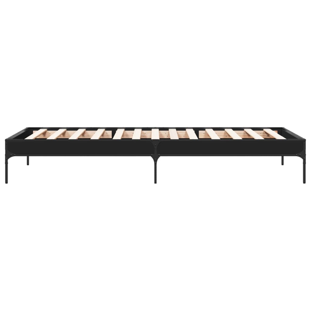 Bed frame black 90x190 cm wood material and metal