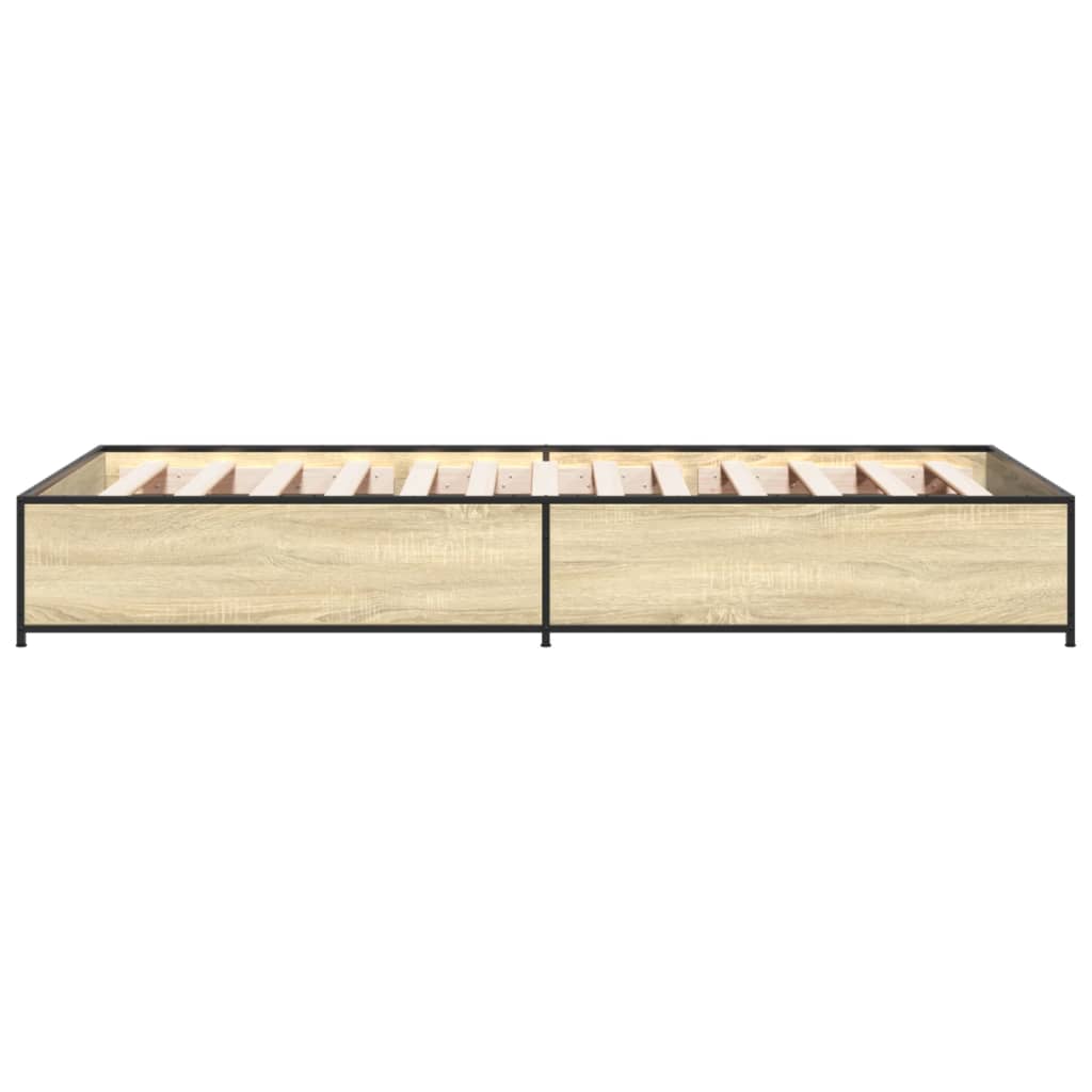 Bettgestell Sonoma-Eiche 90x190 cm Holzwerkstoff und Metall