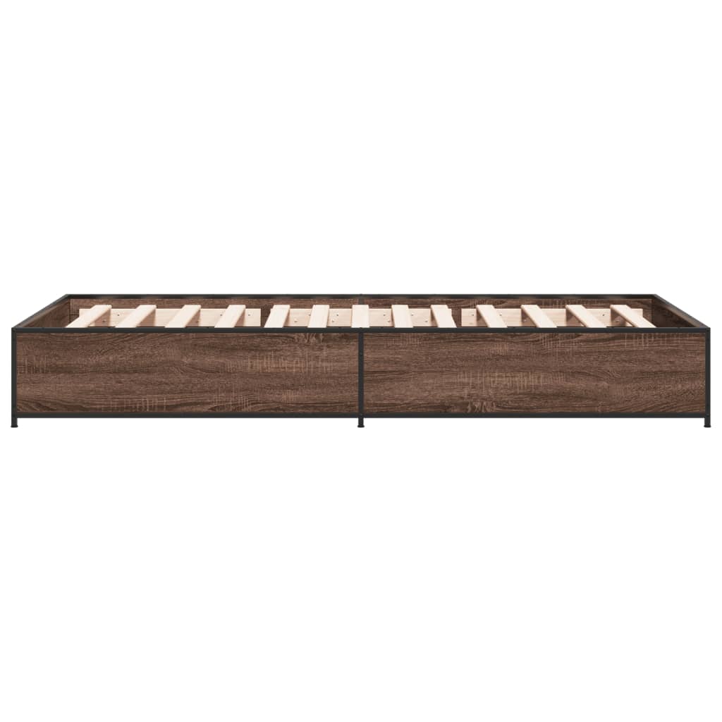 Bed frame brown oak look 90x190 cm wood material metal