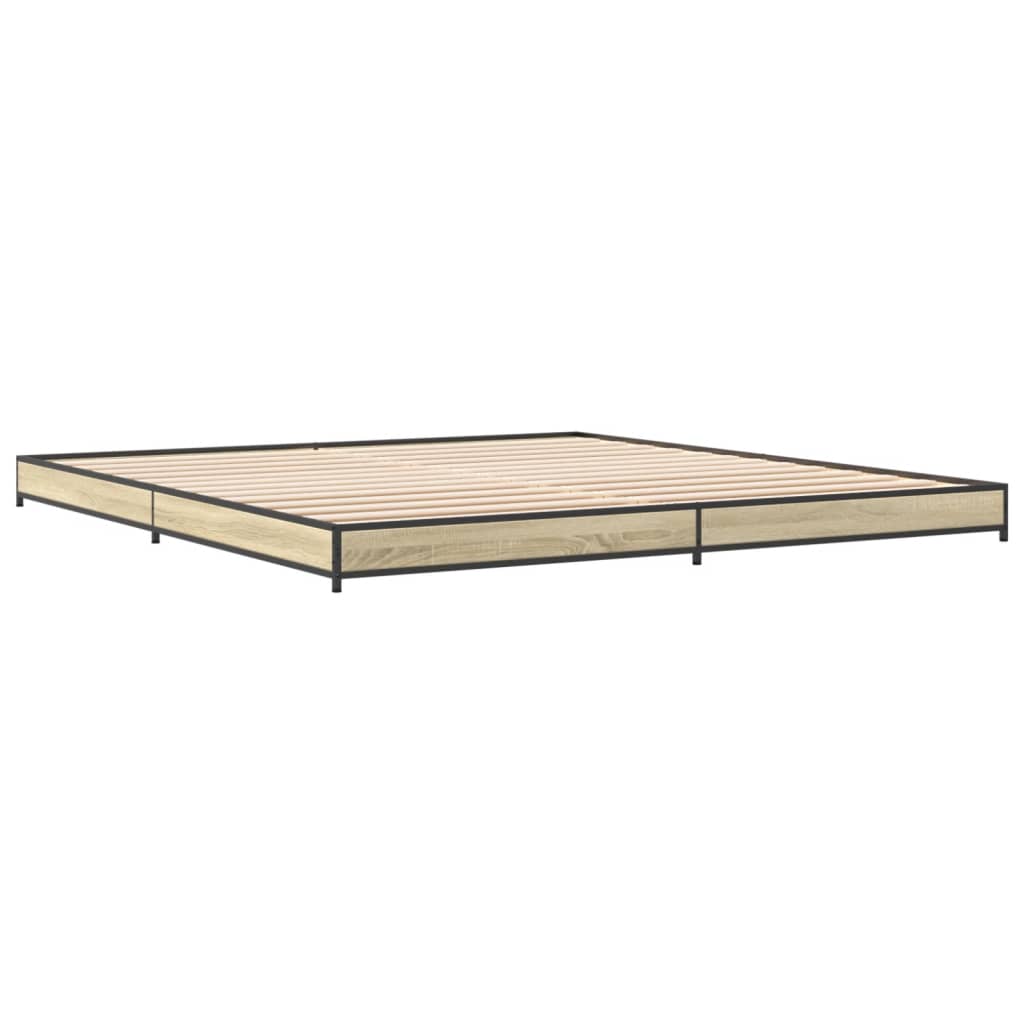 Bed frame Sonoma oak 200x200 cm wood material and metal