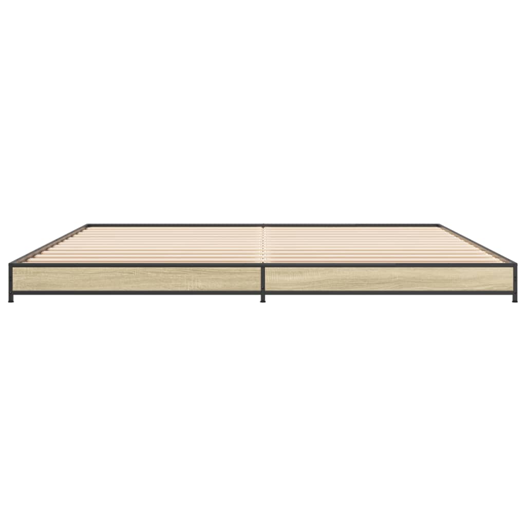 Bed frame Sonoma oak 200x200 cm wood material and metal