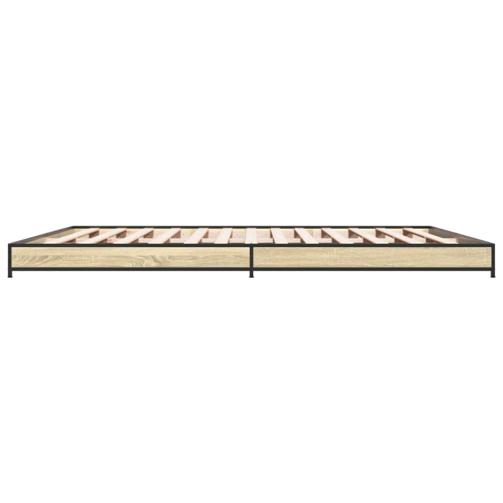 Bed frame Sonoma oak 200x200 cm wood material and metal