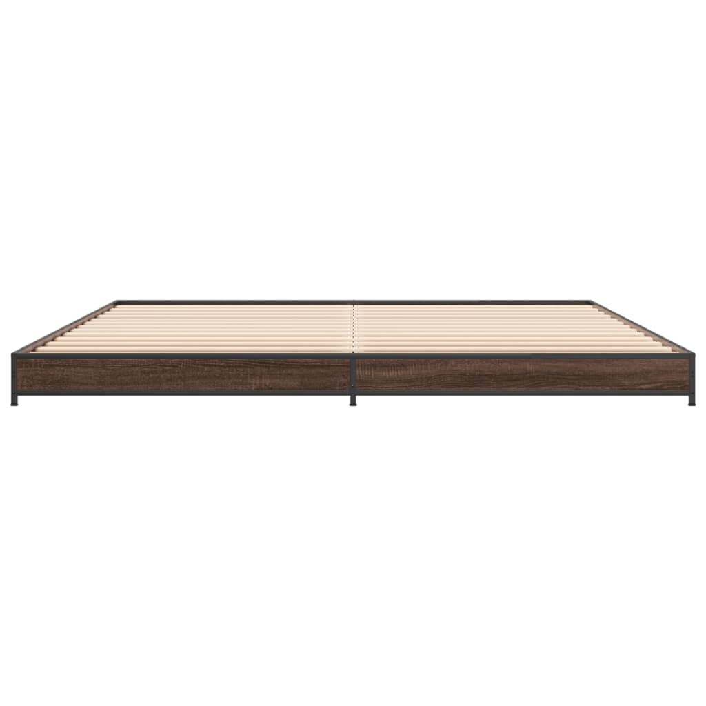 Bed frame brown oak look 200x200 cm wood material metal