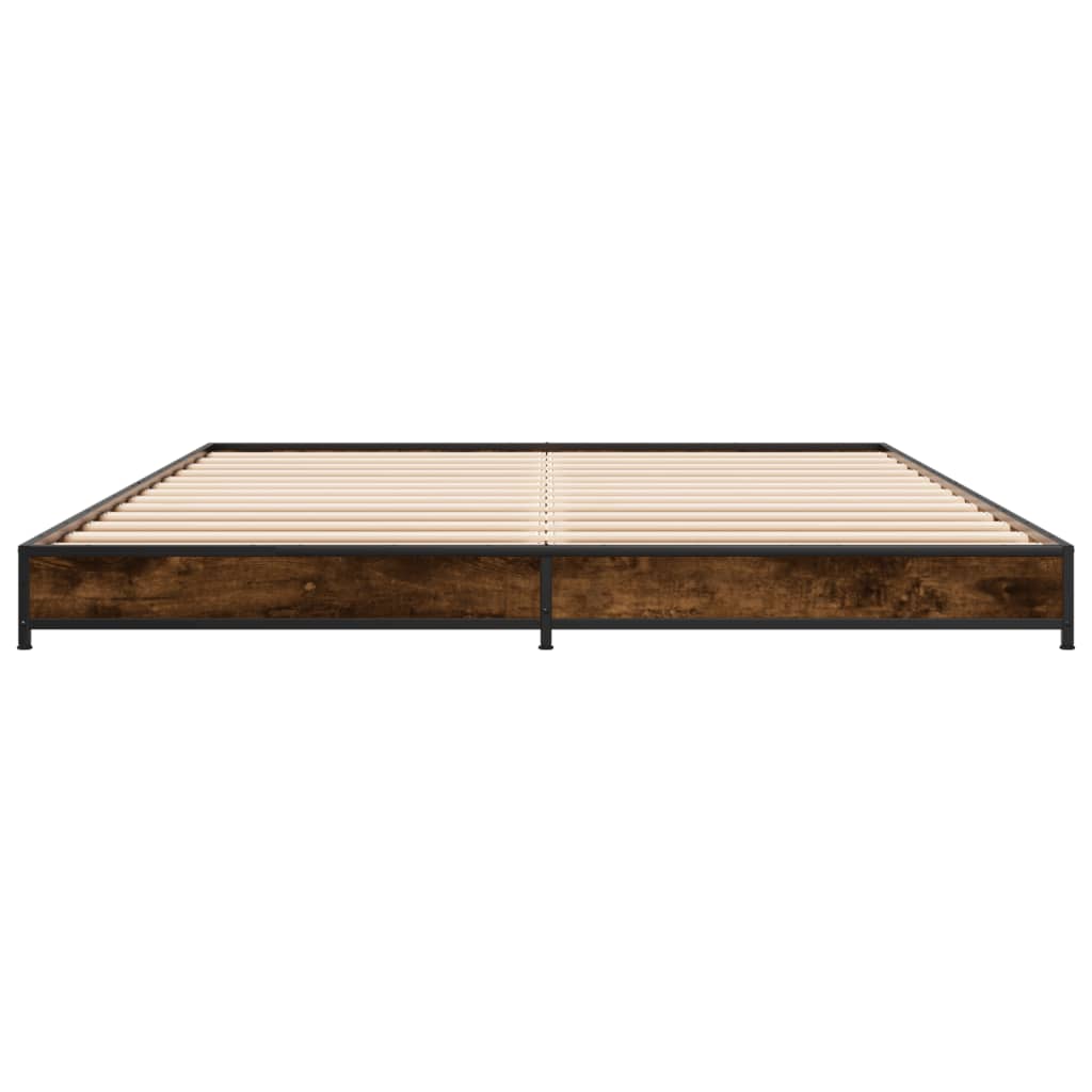Bed frame smoked oak 150x200 cm wood material and metal