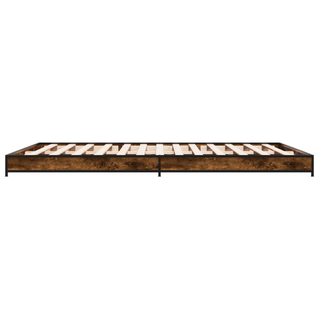 Bed frame smoked oak 150x200 cm wood material and metal