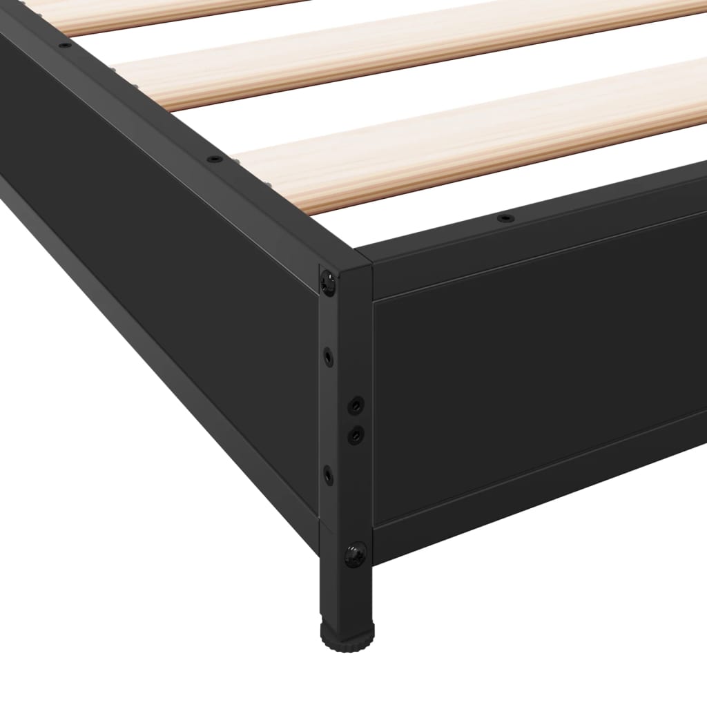 Bed frame black 120x200 cm wood material and metal