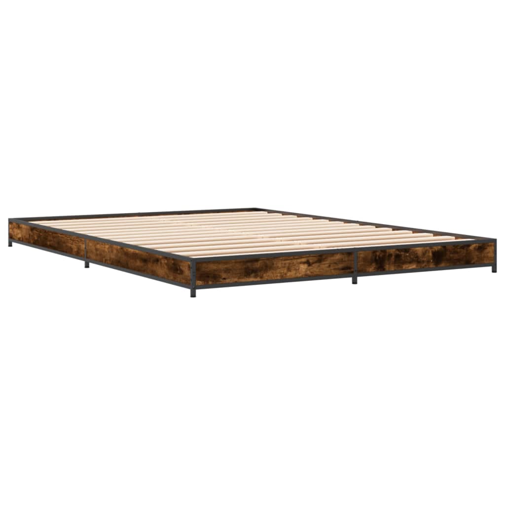 Bed frame smoked oak 120x200 cm wood material and metal