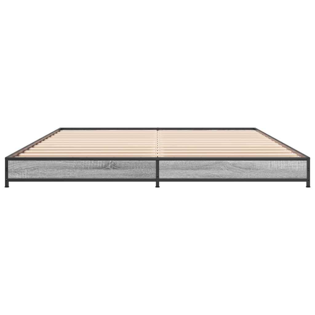 Bed frame Grey Sonoma 120x200 cm wood material and metal