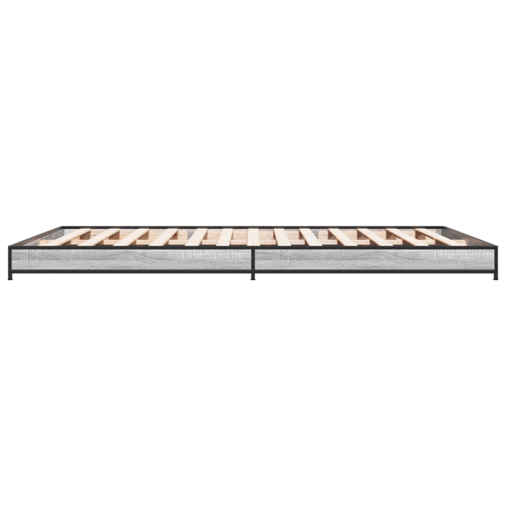 Bed frame Grey Sonoma 120x200 cm wood material and metal