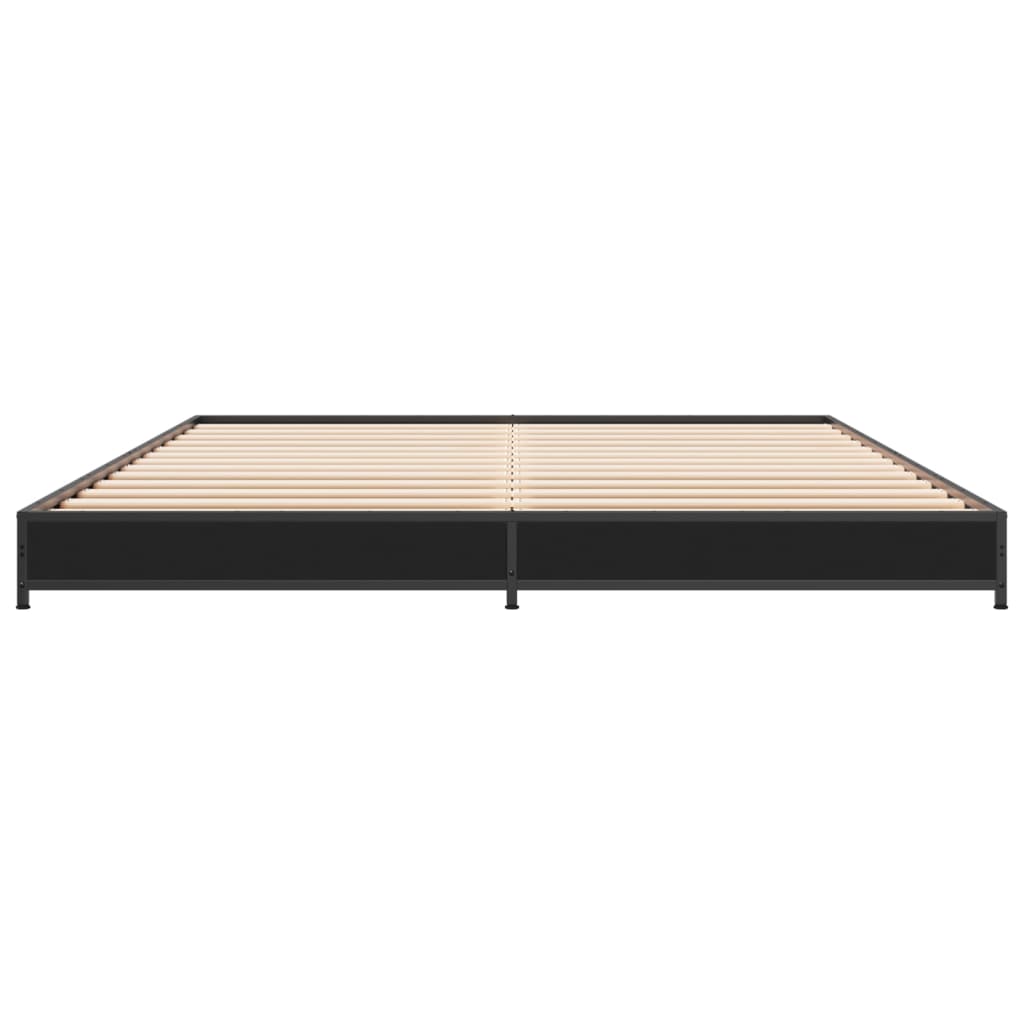 Bed frame black 140x190 cm wood material and metal