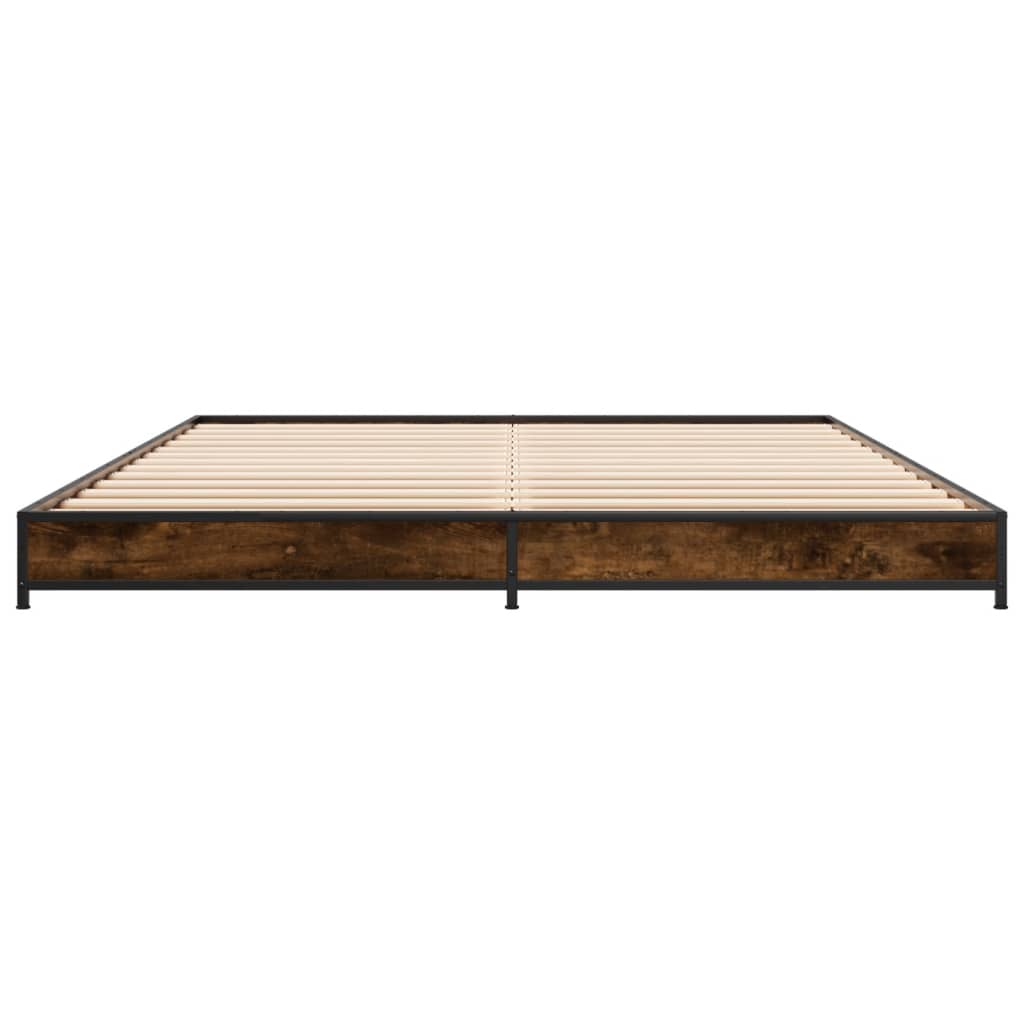 Bed frame smoked oak 140x190 cm wood material and metal