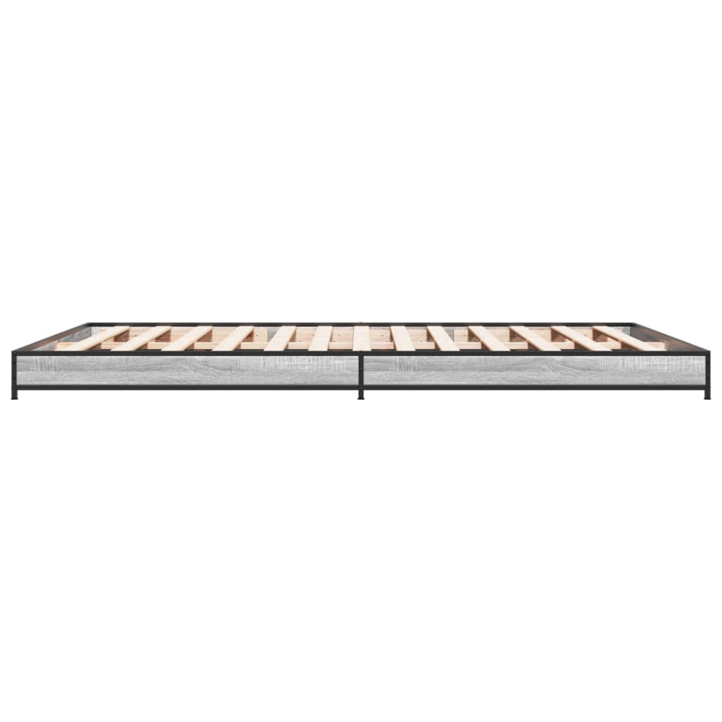 Bed frame Grey Sonoma 140x190 cm wood material and metal