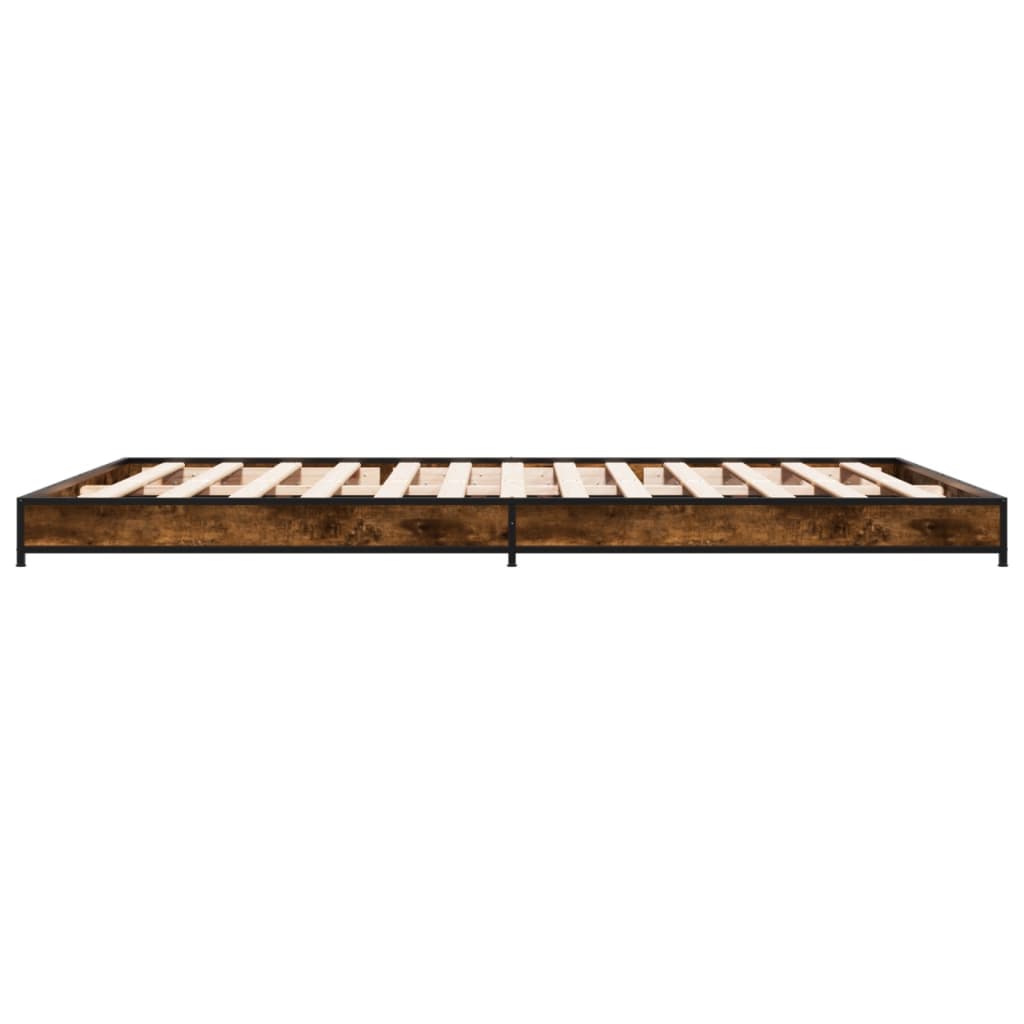 Bed frame smoked oak 135x190 cm wood material and metal