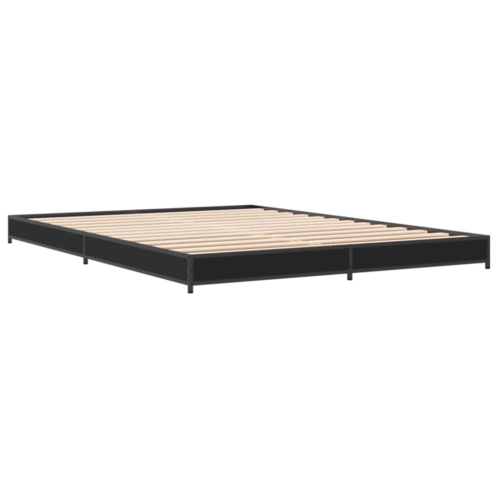 Bed frame black 120x190 cm wood material and metal