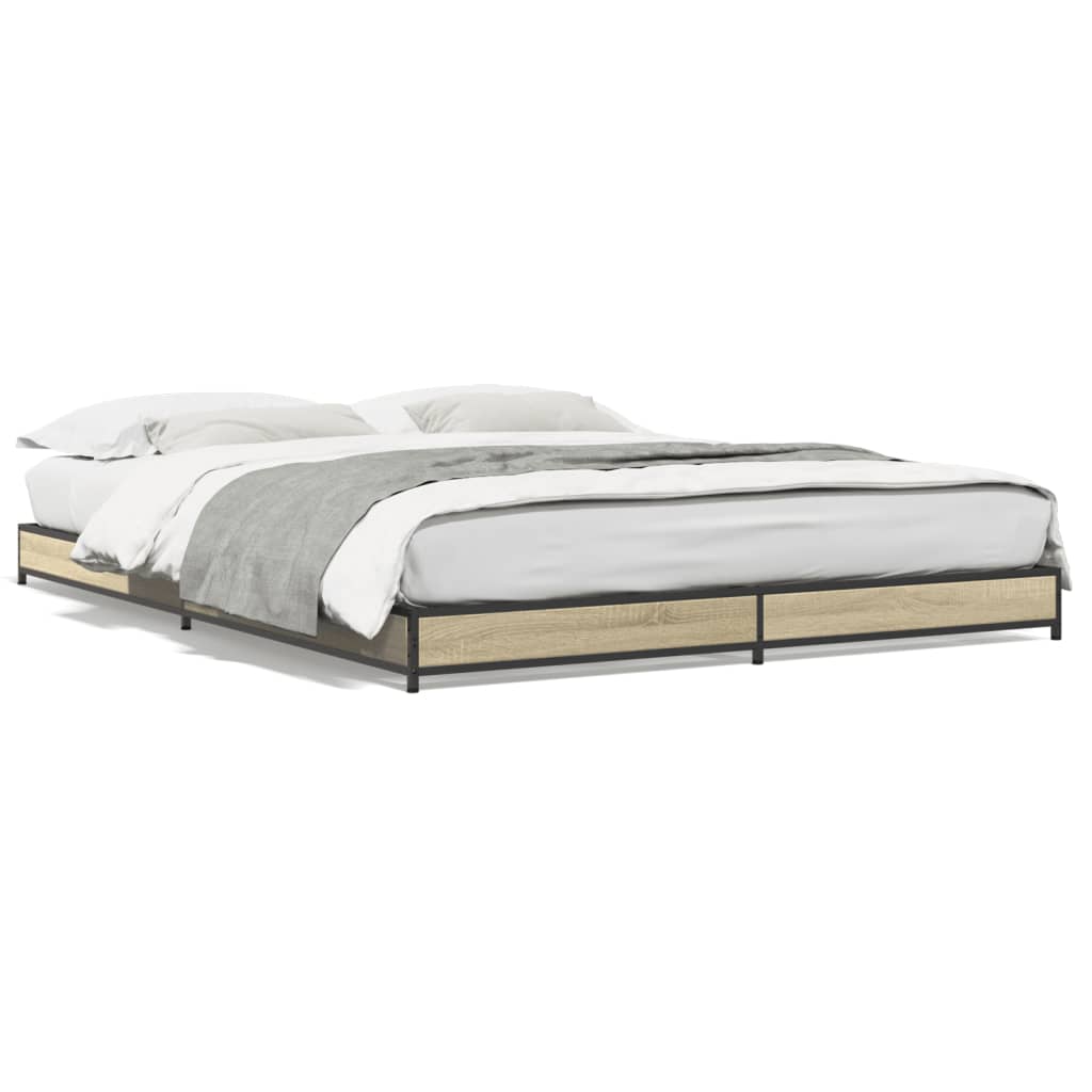 Bed frame Sonoma oak 120x190 cm wood material and metal
