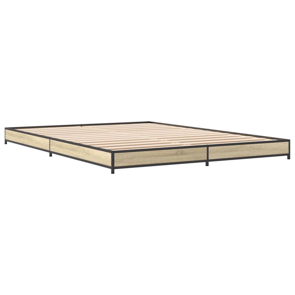 Bed frame Sonoma oak 120x190 cm wood material and metal