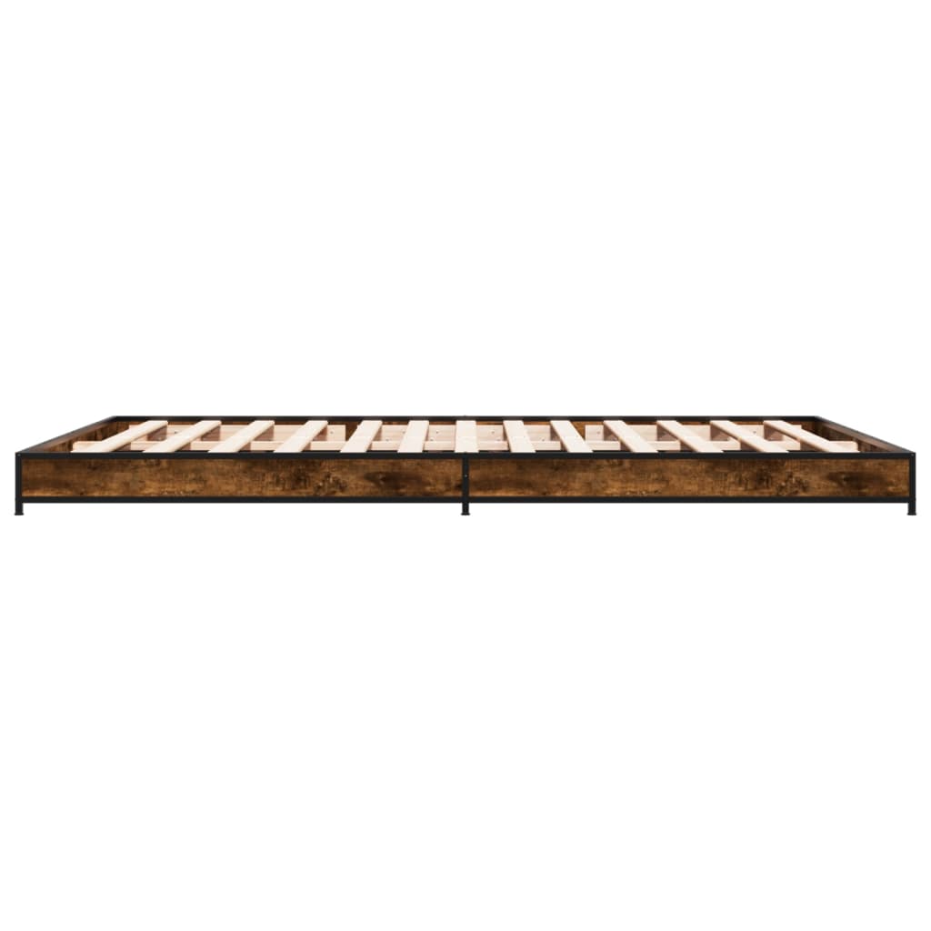 Bed frame smoked oak 120x190 cm wood material and metal