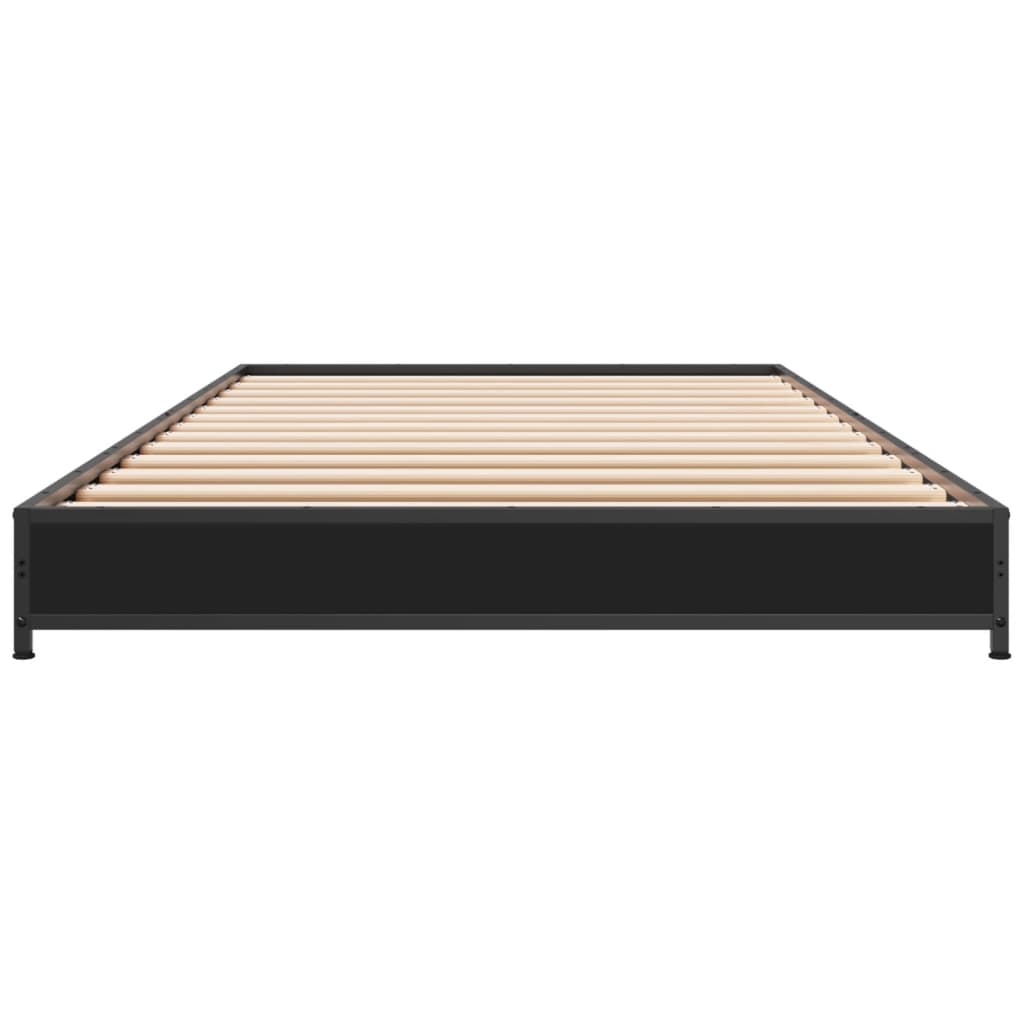 Bed frame black 100x200 cm wood material and metal