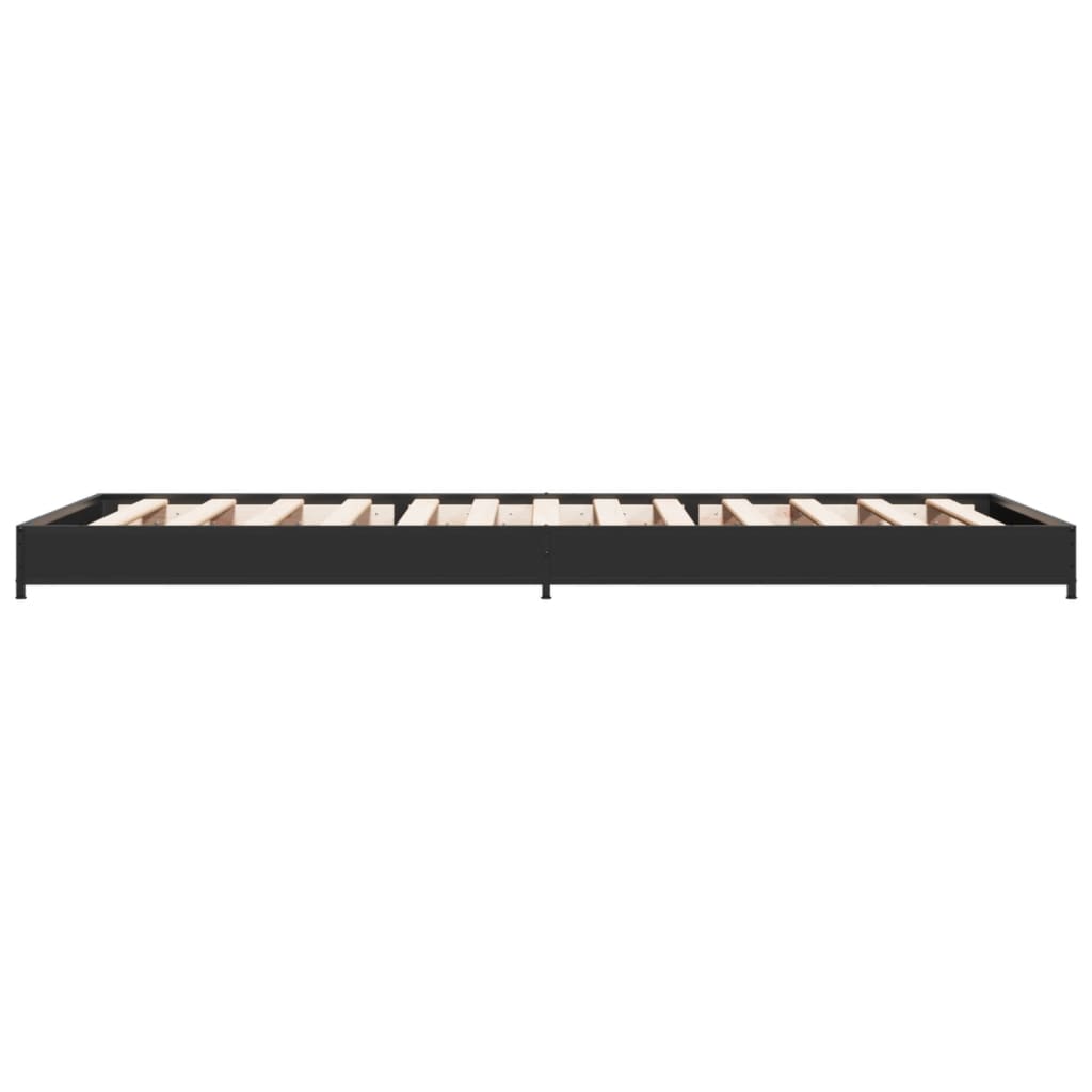 Bed frame black 100x200 cm wood material and metal