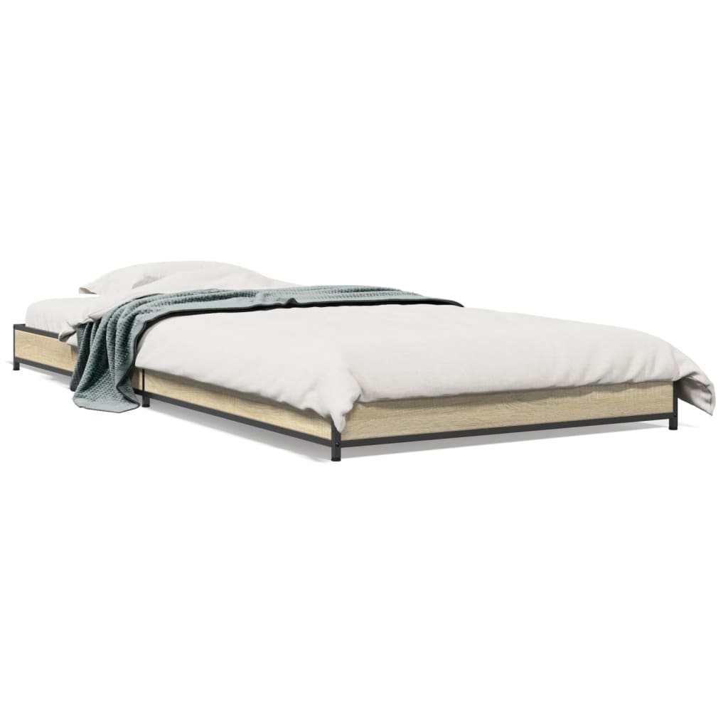 Bed frame Sonoma oak 100x200 cm wood material and metal