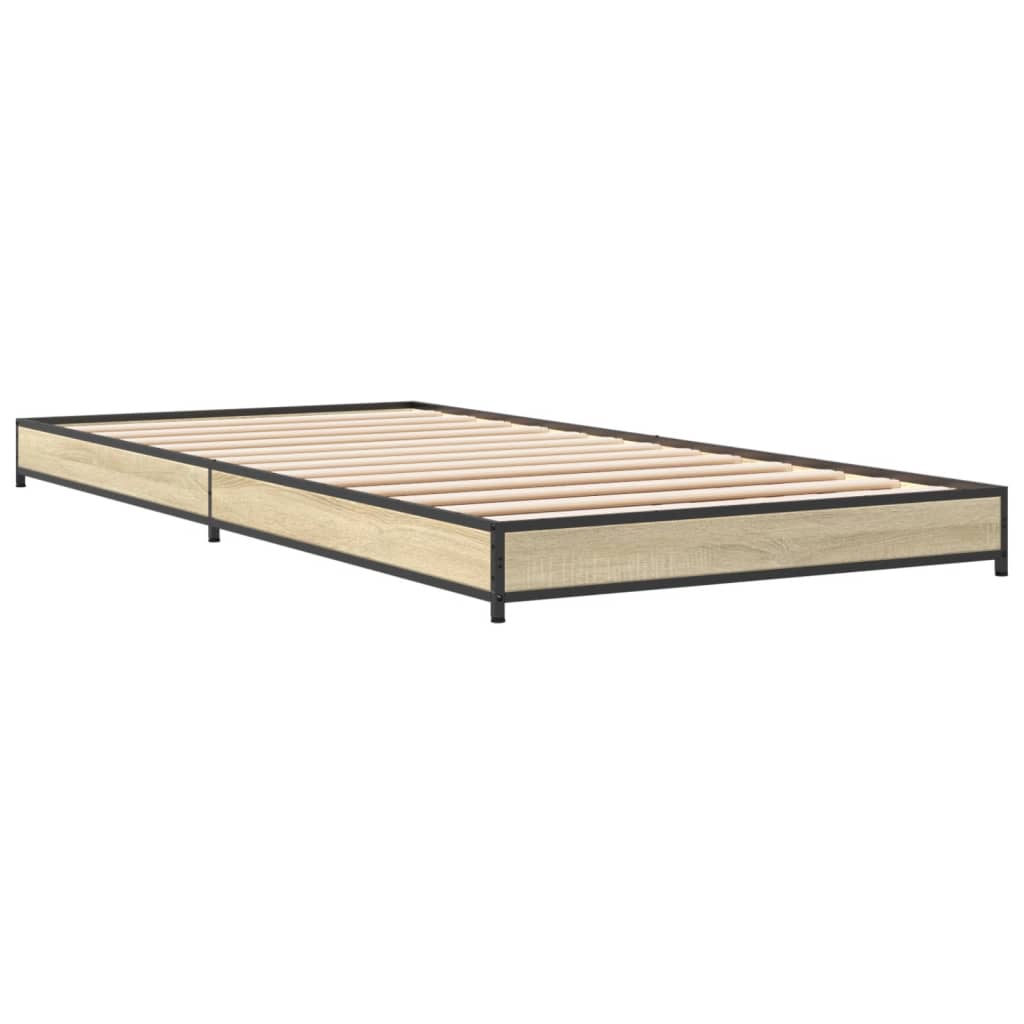 Bed frame Sonoma oak 100x200 cm wood material and metal