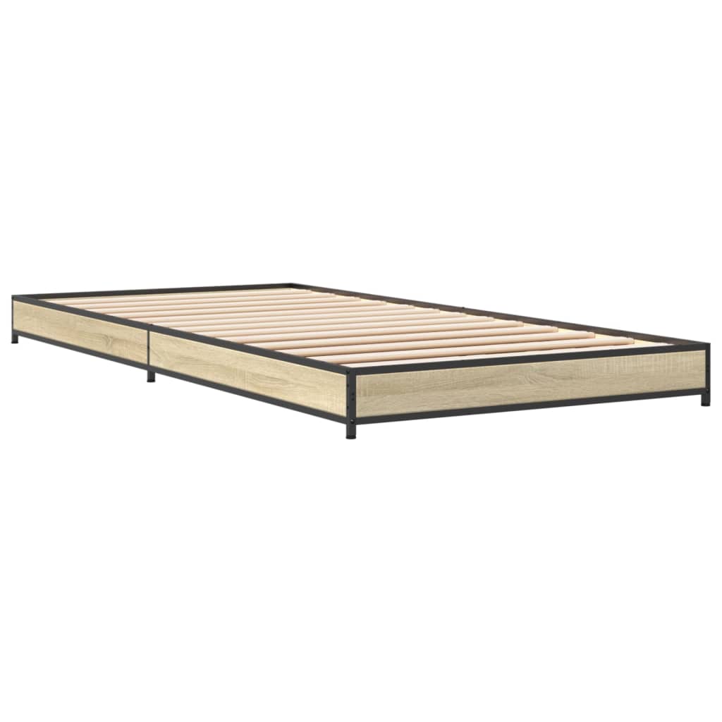 Bed frame Sonoma oak 100x200 cm wood material and metal