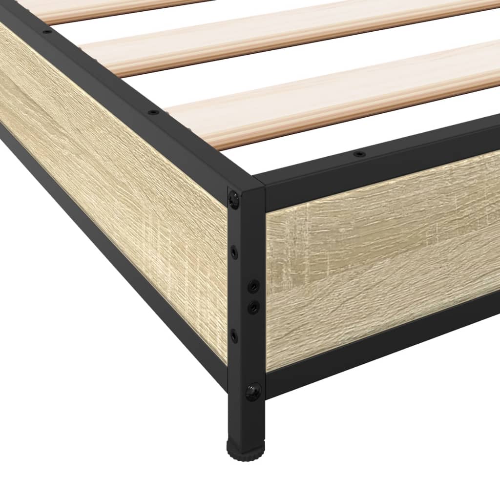 Bed frame Sonoma oak 100x200 cm wood material and metal